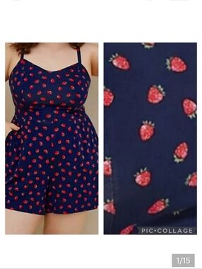 🆕️🍓STRAWBERRY V-NECK ROMPER - SUPER SOFT - NAVY🍓